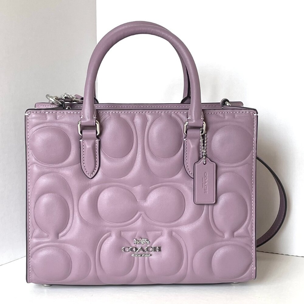 Coach Maggie Small Tote Jasmine Signature Leather Crossbody CY670 Purple - Picture 10 of 10